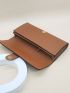 Litchi Embossed Fold Over Long Wallet