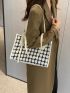 Plaid Pattern Tweed Shoulder Tote Bag