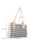 Plaid Pattern Tweed Shoulder Tote Bag