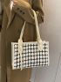 Plaid Pattern Tweed Shoulder Tote Bag