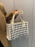 Plaid Pattern Tweed Shoulder Tote Bag