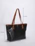 Crocodile Embossed Contrast Binding Shoulder Tote Bag