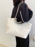 Chain Decor Embossed Detail Shoulder Tote Bag