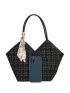 Plaid Pattern Twilly Scarf Decor Tweed Shoulder Tote Bag