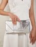 Metallic Textured Flap Chain Square Bag