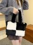 Two Tone Fuzzy Shoulder Bag