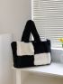 Two Tone Fuzzy Shoulder Bag