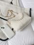 Faux Pearl Decor Kiss Lock Design Fluffy Square bag