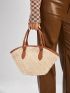 Contrast Binding Detail Shoulder Tote Bag