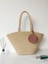 Minimalist Straw Bag With Purse