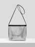 Sequin Decor Contrast Binding Square Bag