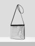 Sequin Decor Contrast Binding Square Bag