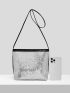 Sequin Decor Contrast Binding Square Bag