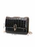 Mini Crocodile Embossed Flap Chain Square Bag