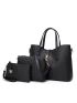 3pcs Women's Faux Crocodile Embossed Handbag, Large Capacity Tote Bag, Bag Set, Best Work Bag For Women