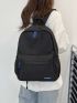 Letter Patch Decor Functional Backpack With Pom Pom Bag Charm