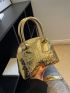 Mini Metallic Crocodile Embossed Dome Bag