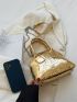 Mini Metallic Crocodile Embossed Dome Bag