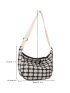 Plaid Pattern Tweed Hobo Bag