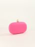 Mini Neon-pink Chain Satin Box Bag