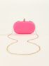 Mini Neon-pink Chain Satin Box Bag