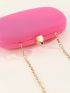 Mini Neon-pink Chain Satin Box Bag