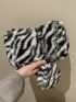 Zebra Stripe Pattern Fluffy Baguette Bag With Small Pouch