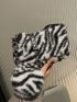 Zebra Stripe Pattern Fluffy Baguette Bag With Small Pouch