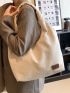 Letter Patch Decor Corduroy Shoulder Tote Bag