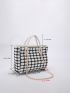 Plaid Pattern Chain Top Handle Bag