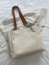 Letter Patch Decor Shoulder Tote Bag