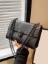 Studded Decor Flap Chain Square Bag