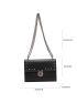 Studded Decor Flap Chain Square Bag