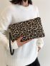 Leopard Pattern Square Bag With Wristlet