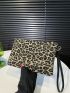 Leopard Pattern Square Bag With Wristlet