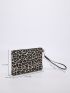 Leopard Pattern Square Bag With Wristlet