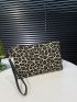 Leopard Pattern Square Bag With Wristlet