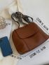 Litchi Embossed Flap Crossbody Bag