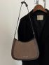 Letter Graphic Faux Suede Hobo Bag