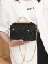 Crocodile Embossed Studded Decor Chain Square Bag