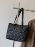 Quilted Contrast Binding Shoulder Tote Bag