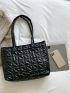 Quilted Contrast Binding Shoulder Tote Bag