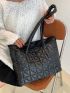 Quilted Contrast Binding Shoulder Tote Bag