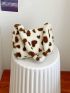 Heart Pattern Fluffy Baguette Bag