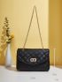 Quilted Turn-lock Flap Chain Square Bag