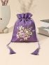 Flower Embroidery Tassel Decor Coin Purse, Mothers Day Gift For Mom