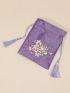 Flower Embroidery Tassel Decor Coin Purse, Mothers Day Gift For Mom