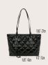 Geometric Quilted Shoulder Tote Bag