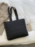 Geometric Quilted Shoulder Tote Bag