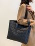 Geometric Quilted Shoulder Tote Bag